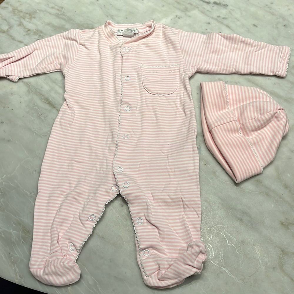 Kissy Kissy 100% Pima Cotton Footie and Hat NB